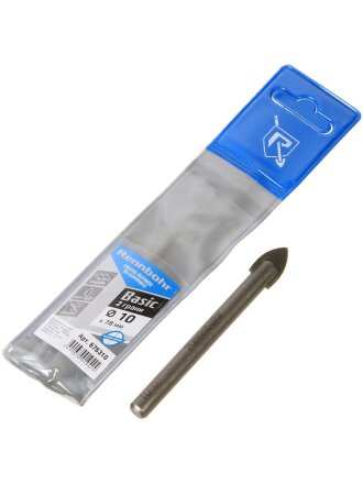 Сверло по стеклу и керамике, Rennbohr, Basic, диаметр 10х78 мм, 2 грани, цилиндрический хвостовик, 676310