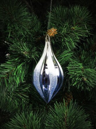 Елочный шар 4 шт, голубой, серебро, 12х5.9 см, фигурный, SSYQB-0122375