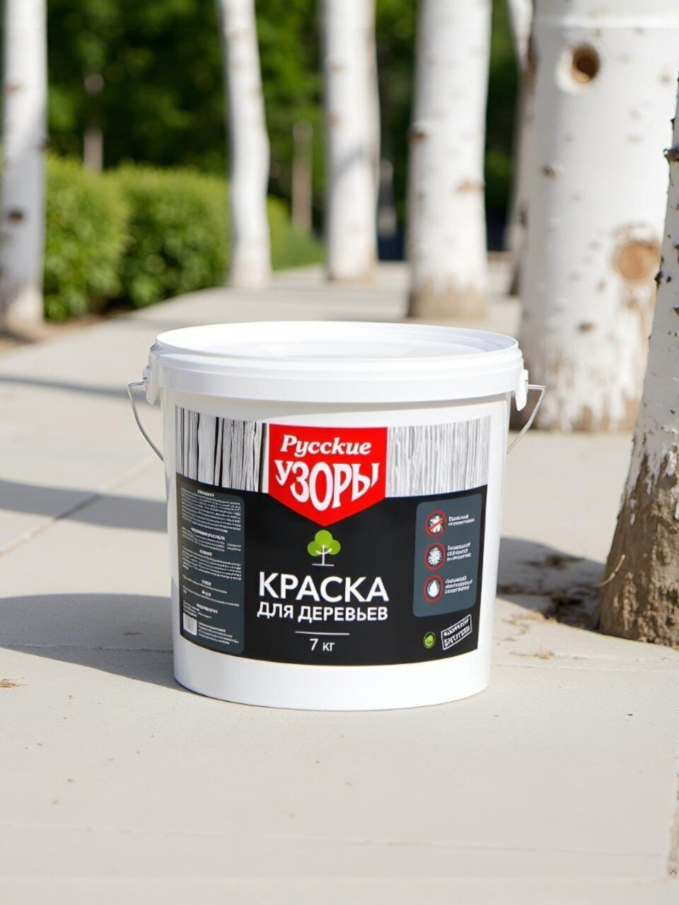 Побелка садовая для деревьев краска, 7 кг, Русские узоры
