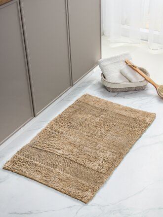 Коврик для ванной, 0.5х0.8 м, хлопок, бежевая полоса, Silvano, Лиона