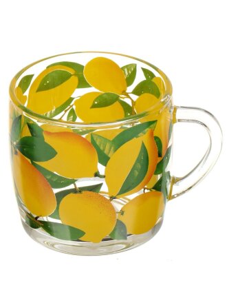 Кружка стекло, 300 мл, Лимоны, Декостек, 2134-Д, желтая