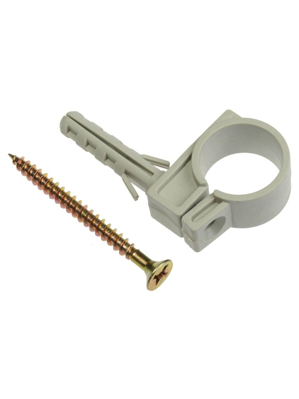 Хомут для крепления трубы, 1&amp;quot;1/2, пластик, 2 шт, с дюбелем, индивидуальная упаковка, MasterProf, ИС.130167