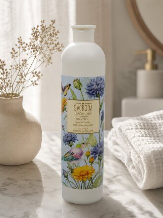 Шампунь Svoboda Natural, Экстракт василька, экстракт календулы, пантенол, для сухих волос, 430 мл
