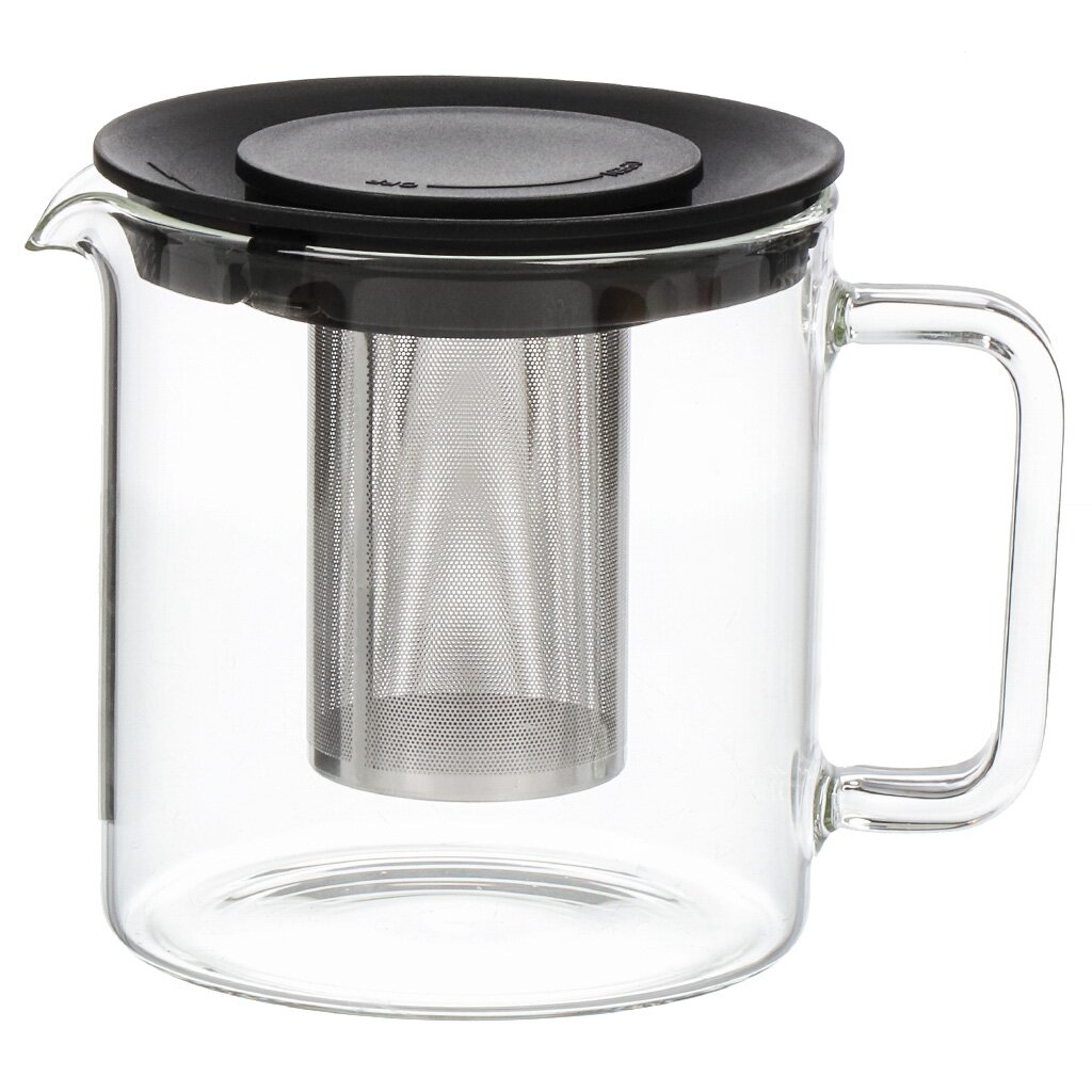 Чайник заварочный стекло, 1 л, с ситечком, Tavolone, Bobbio, 401-051 чайник стеклянный заварочный с металлическим ситом бингли 500 мл