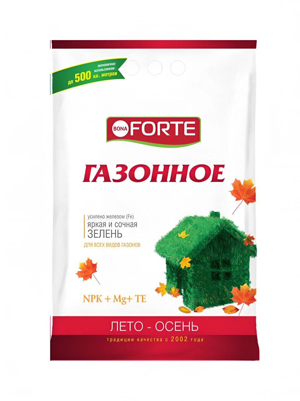 Удобрение Газонное, с микроэлементами, осень, минеральное, гранулы, 5 кг, Bona Forte