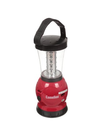 Фонарь кемпинговый, встроенный аккумулятор, Camelion, 29 318, зарядка от сети 220 В, пластик, красный, 10474