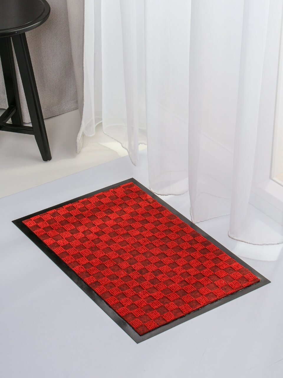 Коврик придверный, 40х60 см, прямоуг, 100% полиэстер, влаговпит, бордо., ромб, Жаккард , HP-203