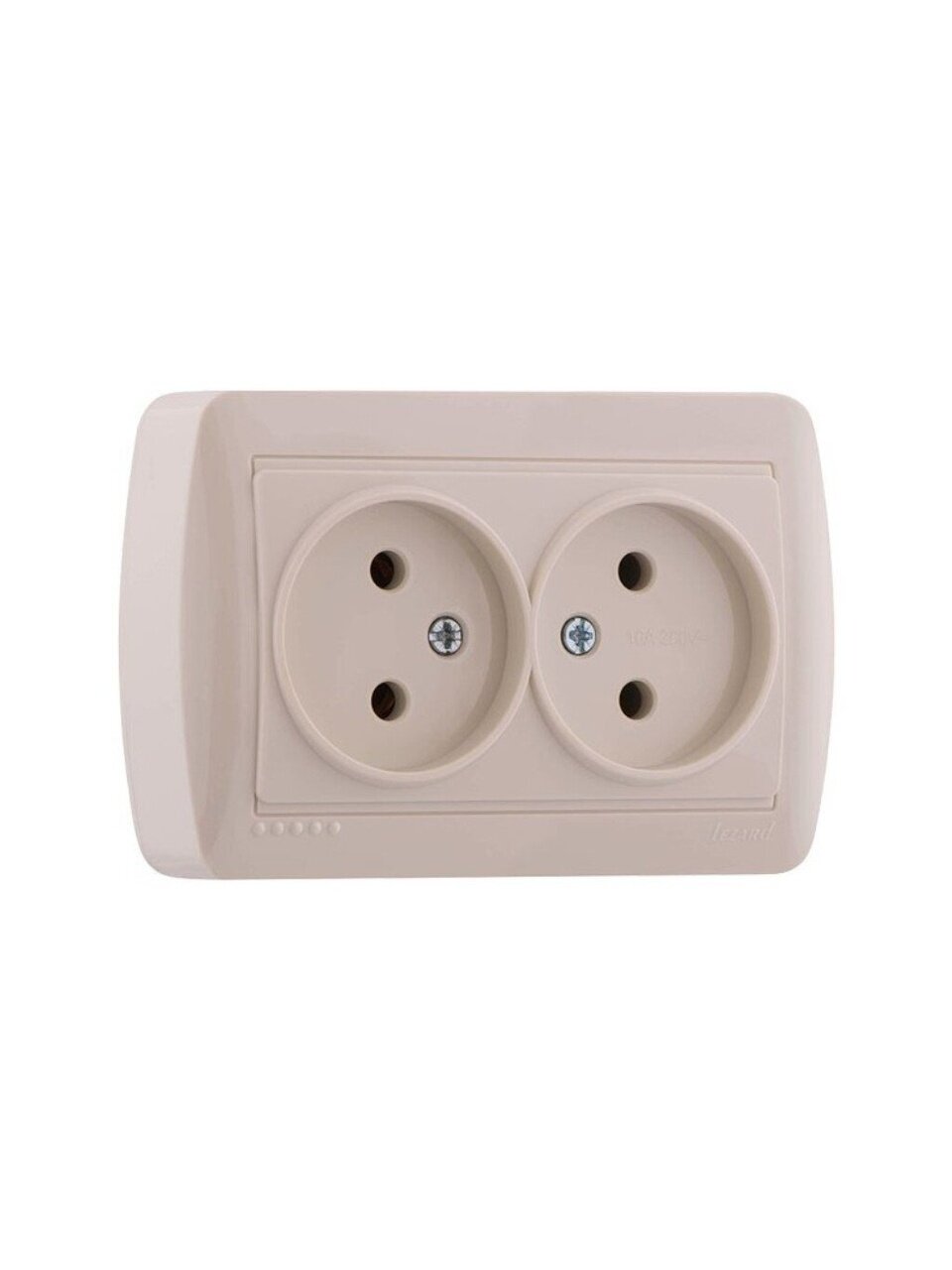 Розетка открытой установки, 2 гнезда, без заземления, пластик, кремовая, закрытый корпус, Lezard, Demet, 711-0300-128