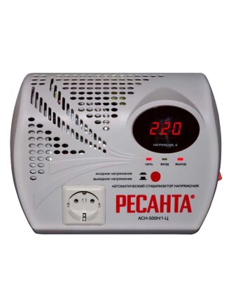 Стабилизатор напряжения Ресанта, 500 Н/1-Ц, 0.5 кВт, 140-260 В, 63/6/9