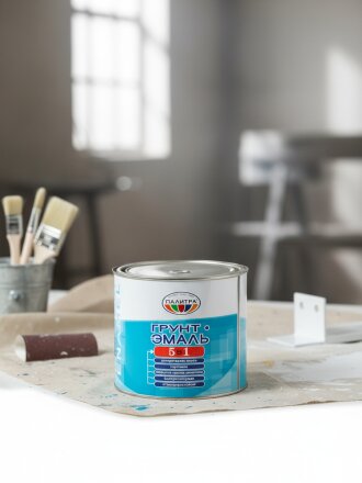 Грунт-эмаль Палитра, по ржавчине, алкидная, белая, 1.9 кг