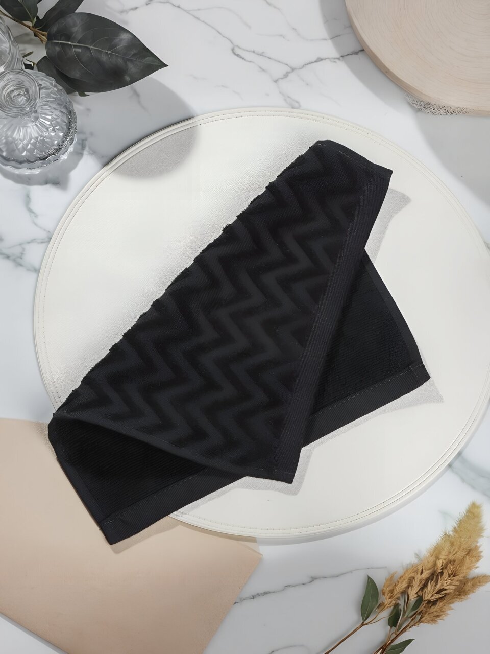 Полотенце кухонное махровое, 30х30 см, 450 г/м2, 100% хлопок, Silvano, Navy, черное, Узбекистан