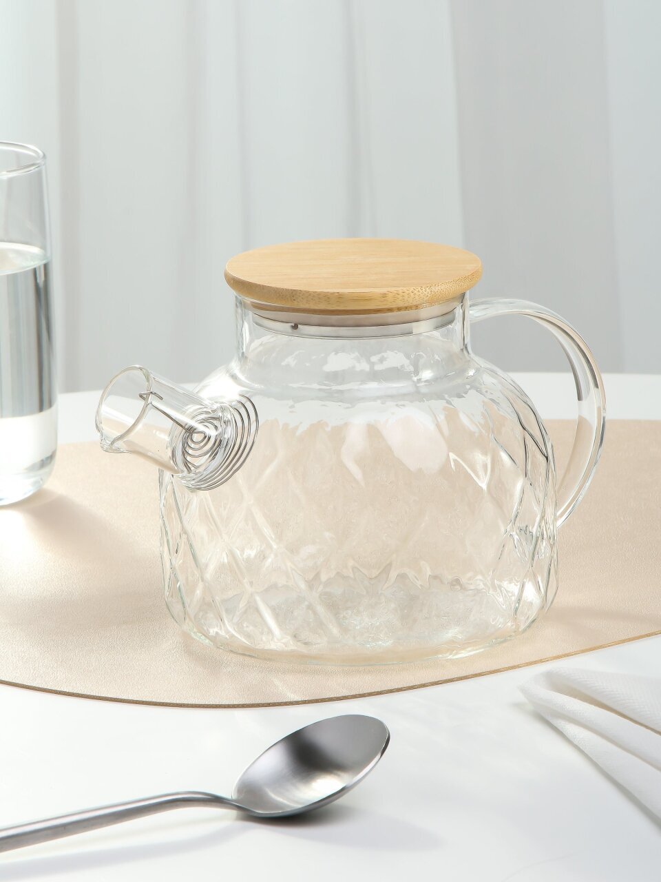 Чайник заварочный стекло, 1 л, с ситечком, Daniks, B050190