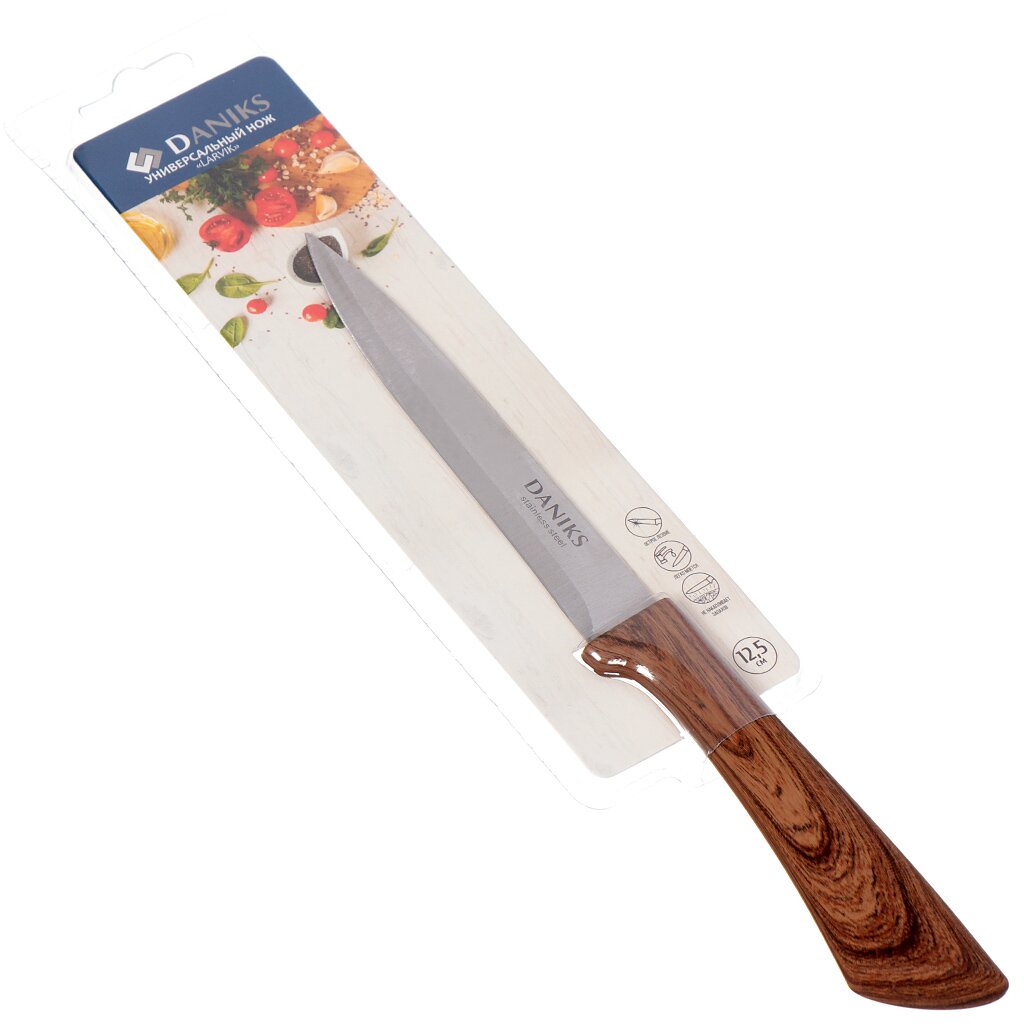 Нож кухонный Daniks, Ларвик, универсальный, нержавеющая сталь, 12.5 см, рукоятка пластик, YW-A286-UT