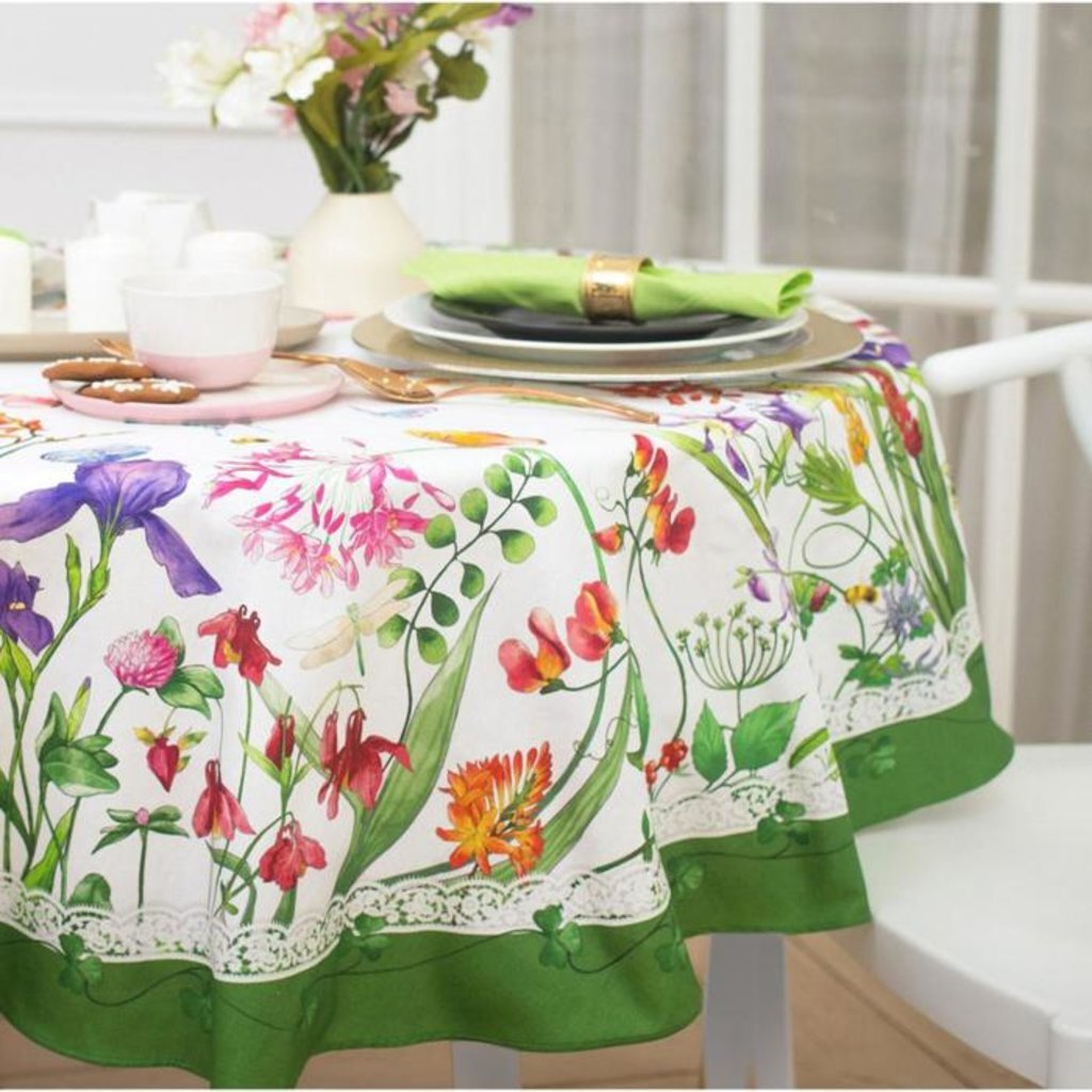 Скатерть «Луговые цветы» d=220 см, 100% хл, саржа 190 г/м2, 4026186