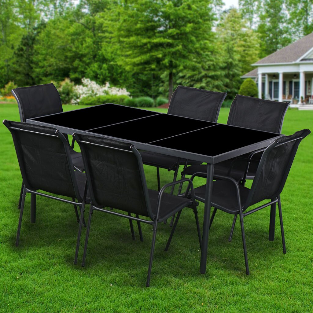 Мебель садовая кофейная, стол, 150х90х72 см, 6 стульев, 120 кг, YTCT042 двенадцать стульев