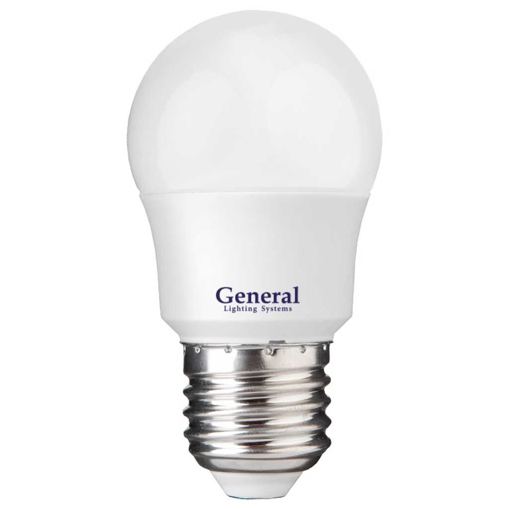Лампа светодиодная E27, 12 Вт, 230 В, шар, 6500 К, свет холодный белый, General Lighting Systems, GLDEN-G45F