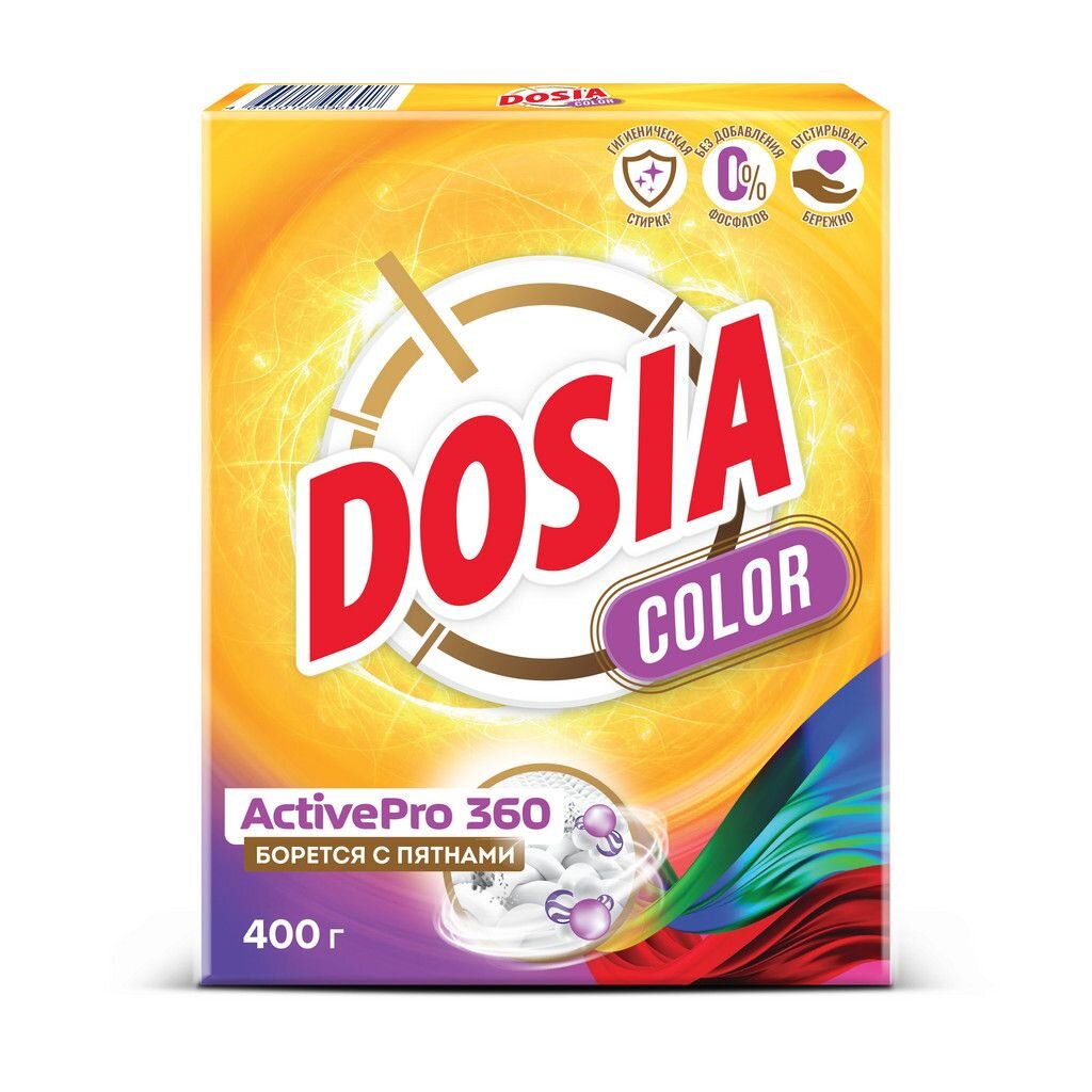 Стиральный порошок Dosia, 0.4 кг, автомат, для цветного белья, Color fujo концентрированный стиральный порошок утонченная свежесть 900
