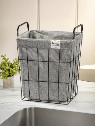 Корзина для хранения белья и вещей, 35х28х40 см, прямоугольная, серая, A290116