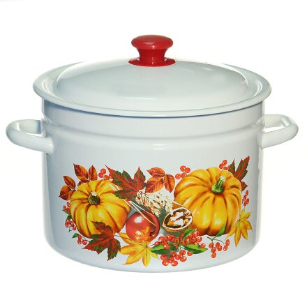 Кастрюля эмалированная сталь, 9 л, крышка сталь, цилиндрическая, Керченский металлургический завод, 41804-212/6, в ассортименте