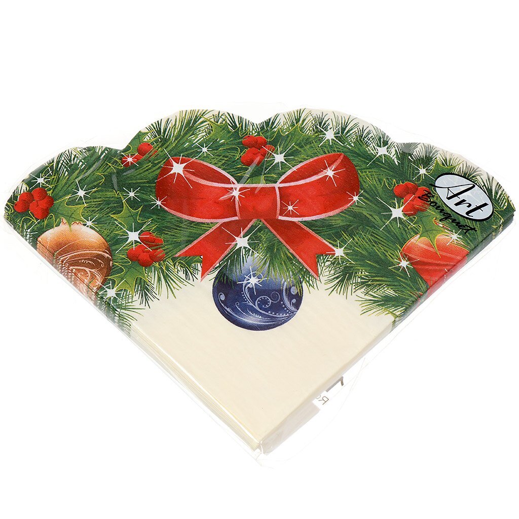 Салфетки бумажные Art Bouquet Rondo Новогодний венок-2 12 шт, 33х33 см