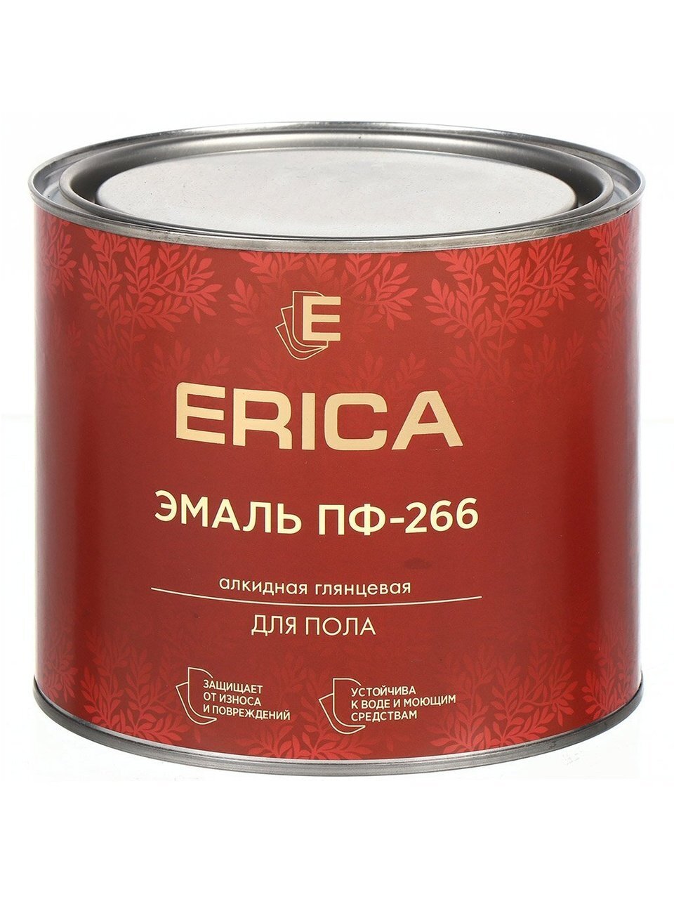 Эмаль Erica, ПФ-266, для пола, алкидная, глянцевая, красно-коричневая, 1.8 кг