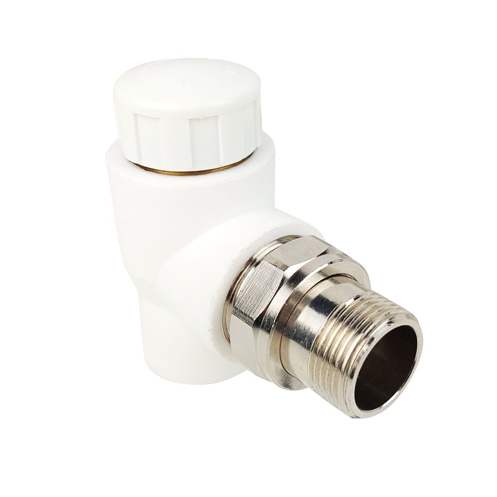 Клапан для радиатора термостатический угловой, полипропилен, d20х1/2, белый, РосТурПласт запорный клапан для радиатора угловой heizen 3 4