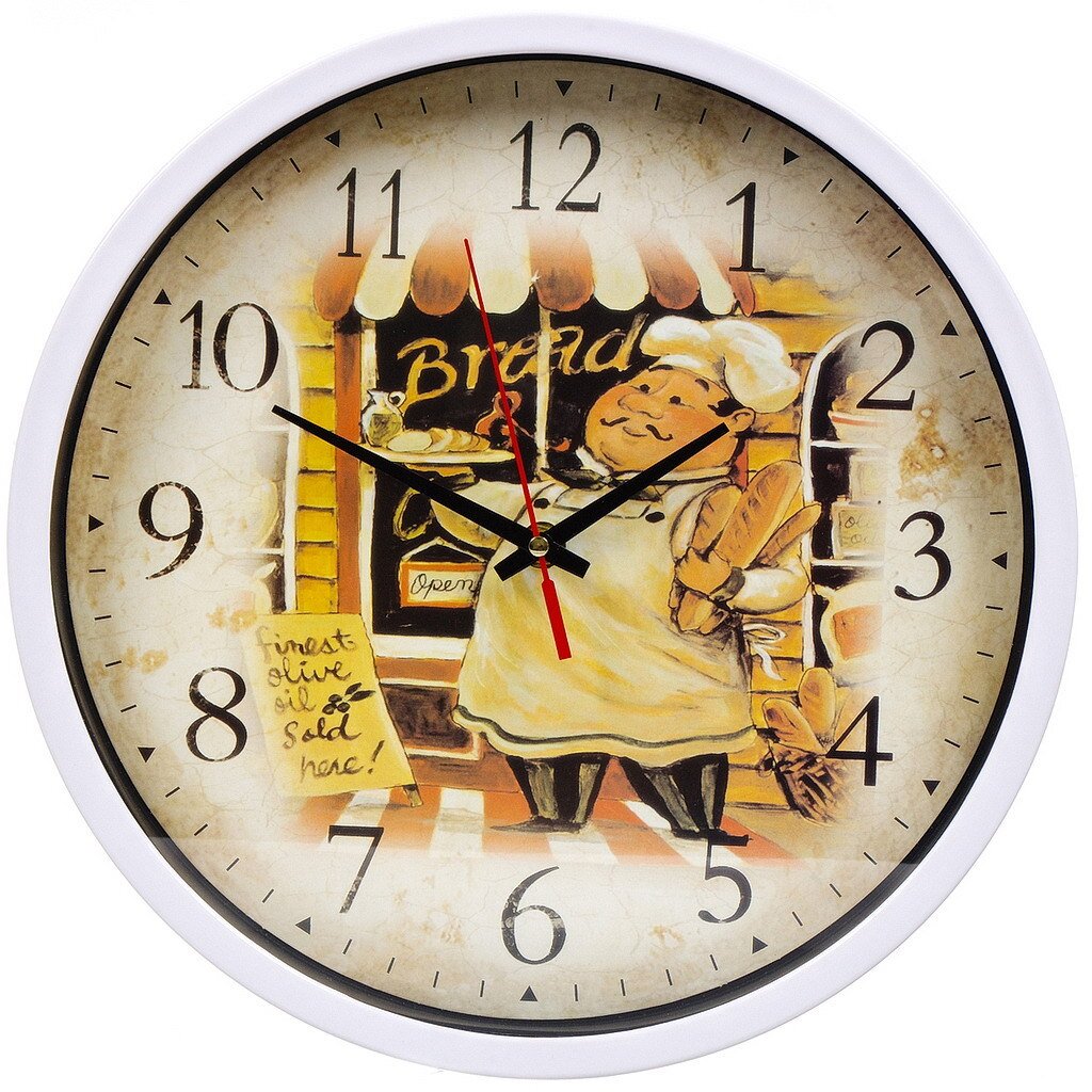 Часы настенные, 30х30х4 см, круглые, пластик, белые, Патиссери, Y4-5198 далекие часы