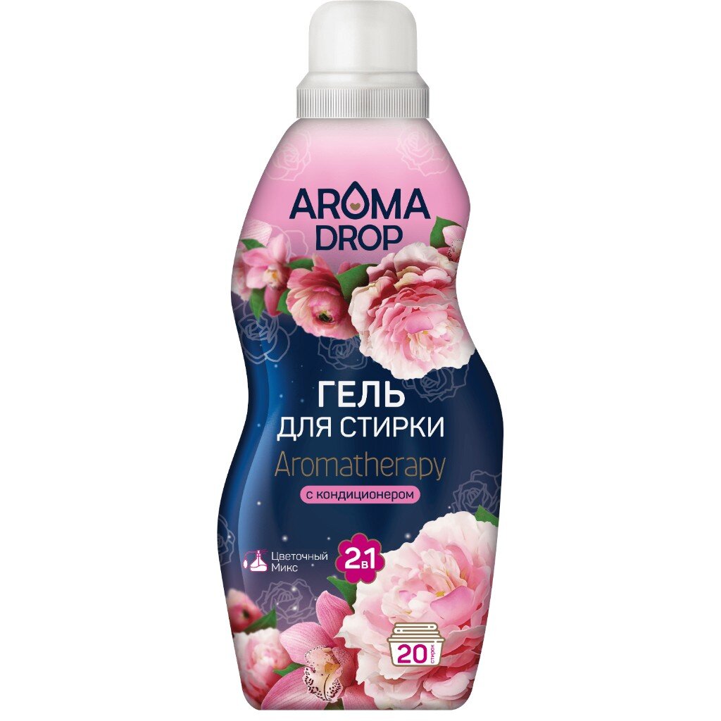 Гель для стирки Aroma Drop, 1 л, универсальный, Цветочный микс 2в1