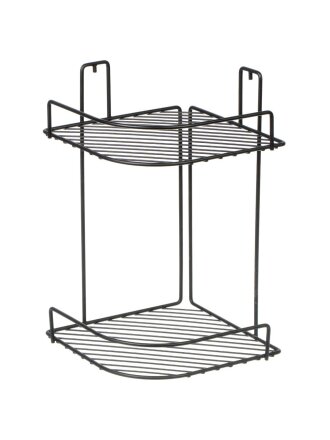 Полка для ванной металл, настенная, 2 яруса, угловая, 35х22х22 см, крепление саморезы, FOR-RUS001