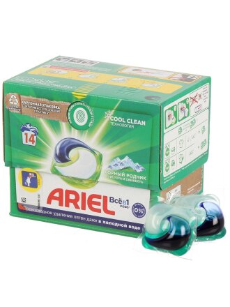 Капсулы для стирки Ariel, Capsules Горный родник, 14 шт, капсула 19.5 г