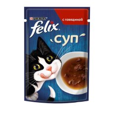 Корм для животных Феликс, 48 г, для взрослых кошек, суп, говядина, пауч