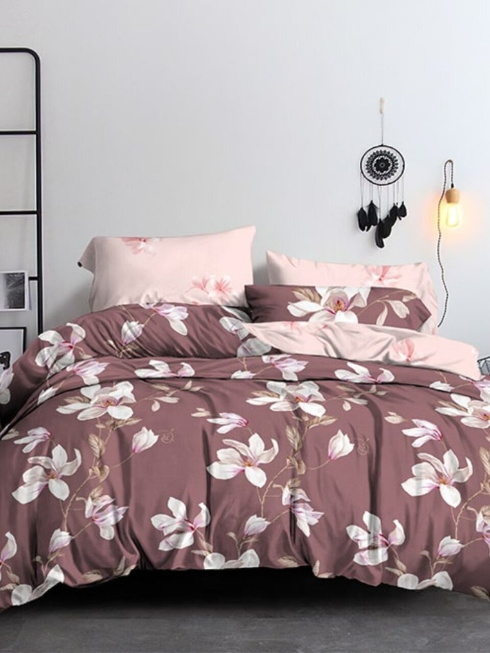 Постельное белье евро, простыня 215х240 см, 2 наволочки 70х70 см, пододеяльник 200х215 см, Butterfly, поплин, 6738