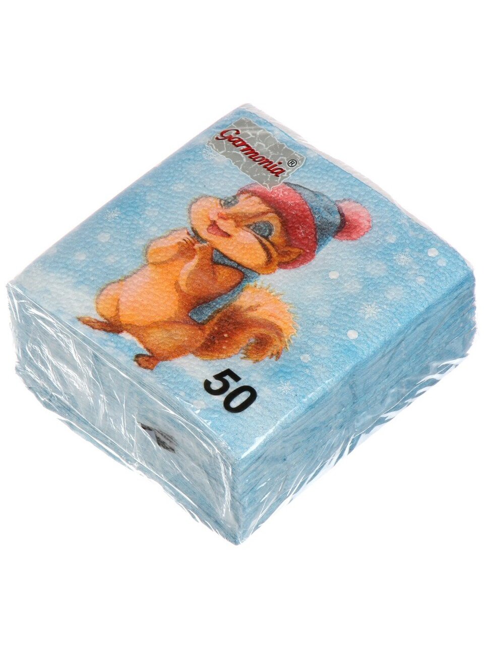 Салфетки бумажные Гармония Цвета, Зимний бурундучок, 50 шт, 24х24 см