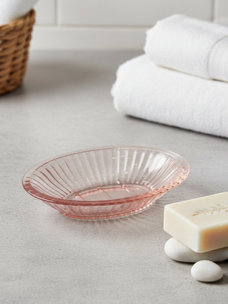Мыльница настольная, Розовая дымка, стекло, 14.5x10x2.8 см, GL1001KA-SD