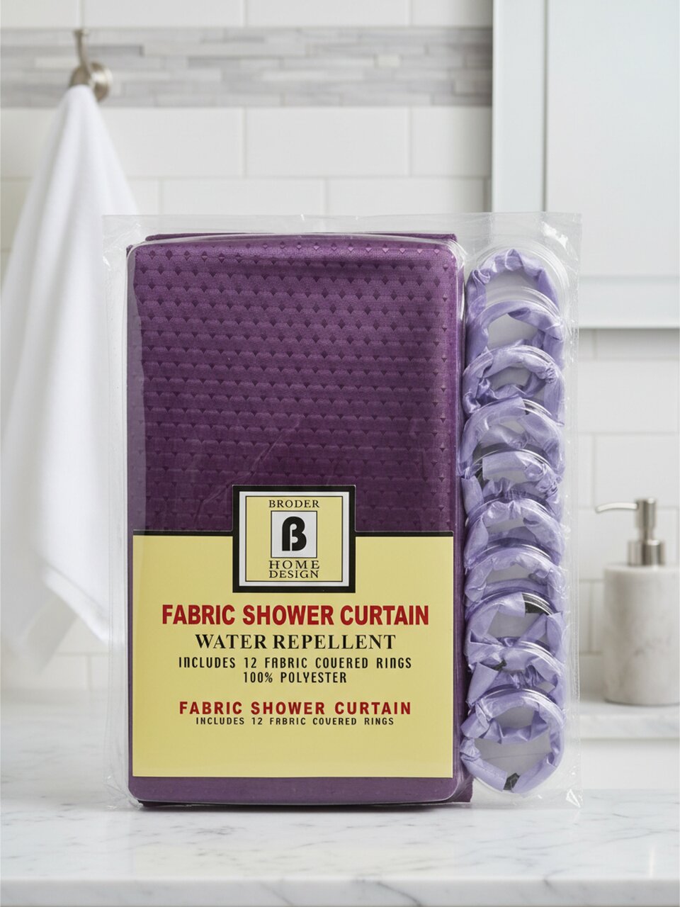 Штора для ванн 180х180 см, ПЭ, Бордовый однотонный, с кольцами, Y4-11144