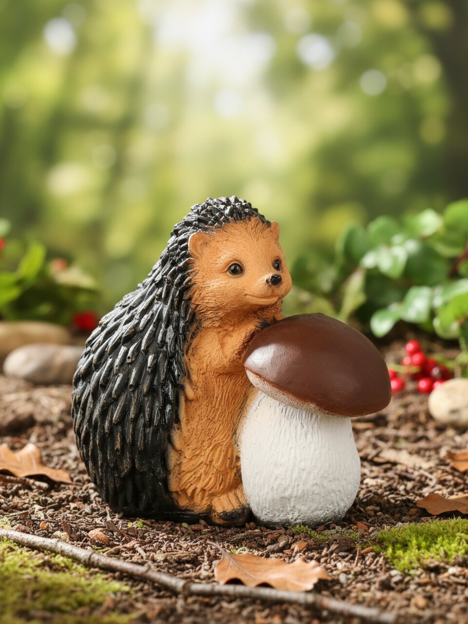 Фигурка садовая Ежик с грибом, ФР-00000274