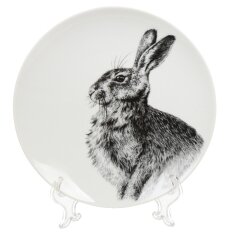 Тарелка обеденная, фарфор, 20 см, круглая, Кролик, Добрушский фарфоровый завод, 2С1100