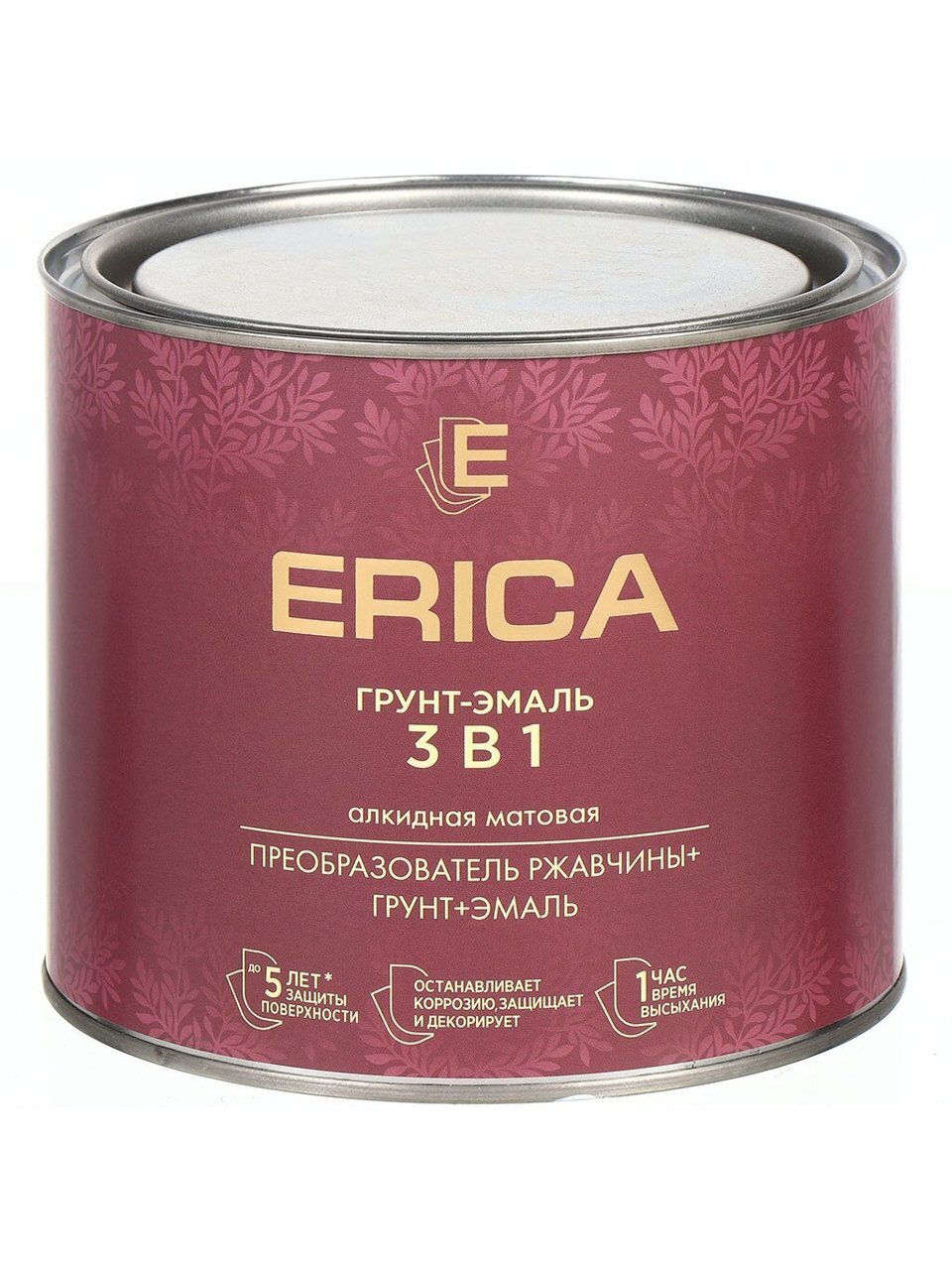 Грунт-эмаль Erica, по ржавчине, алкидная, серая, 1.8 кг