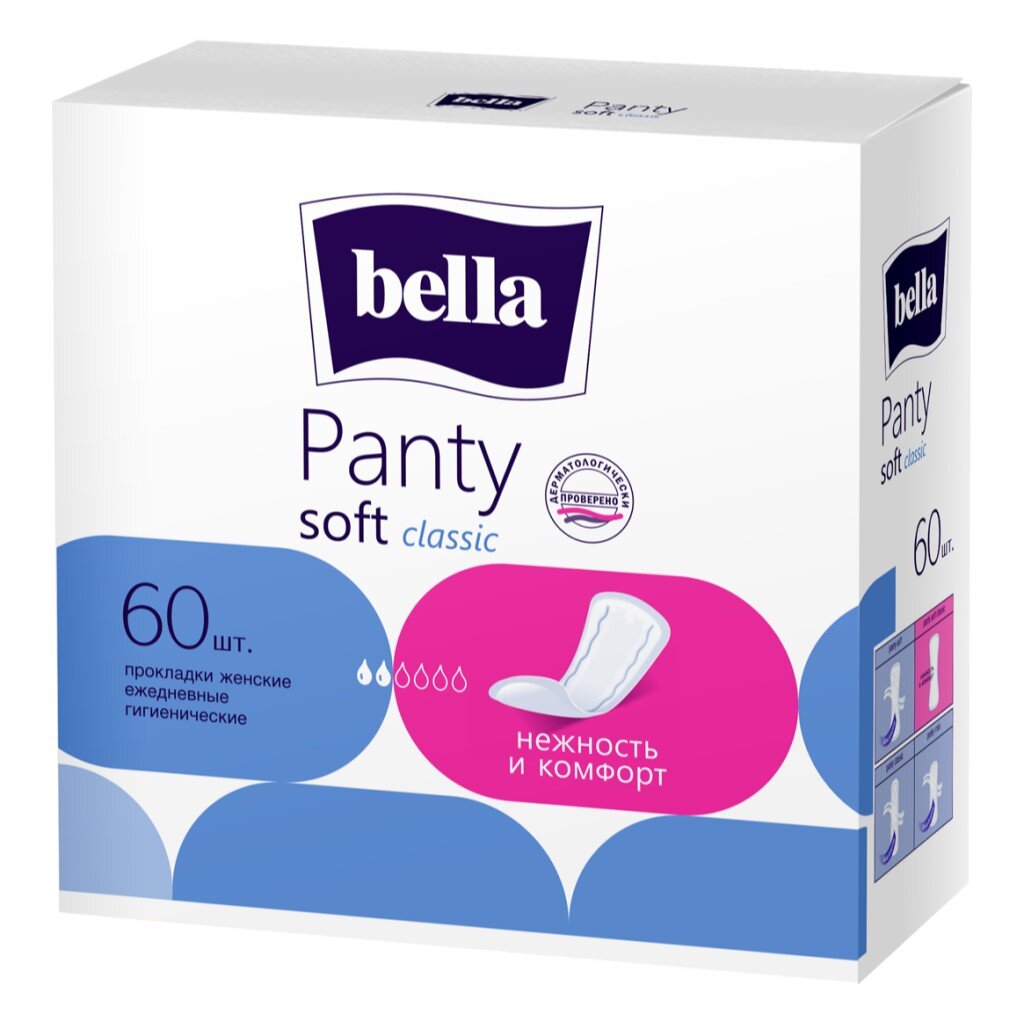 Прокладки женские Bella, Panty Soft Classic, ежедневные, 60 шт, BE-021-RN60-101 прокладки женские bella perfecta ultra violet deo fres 10 шт be 013 rw10 281