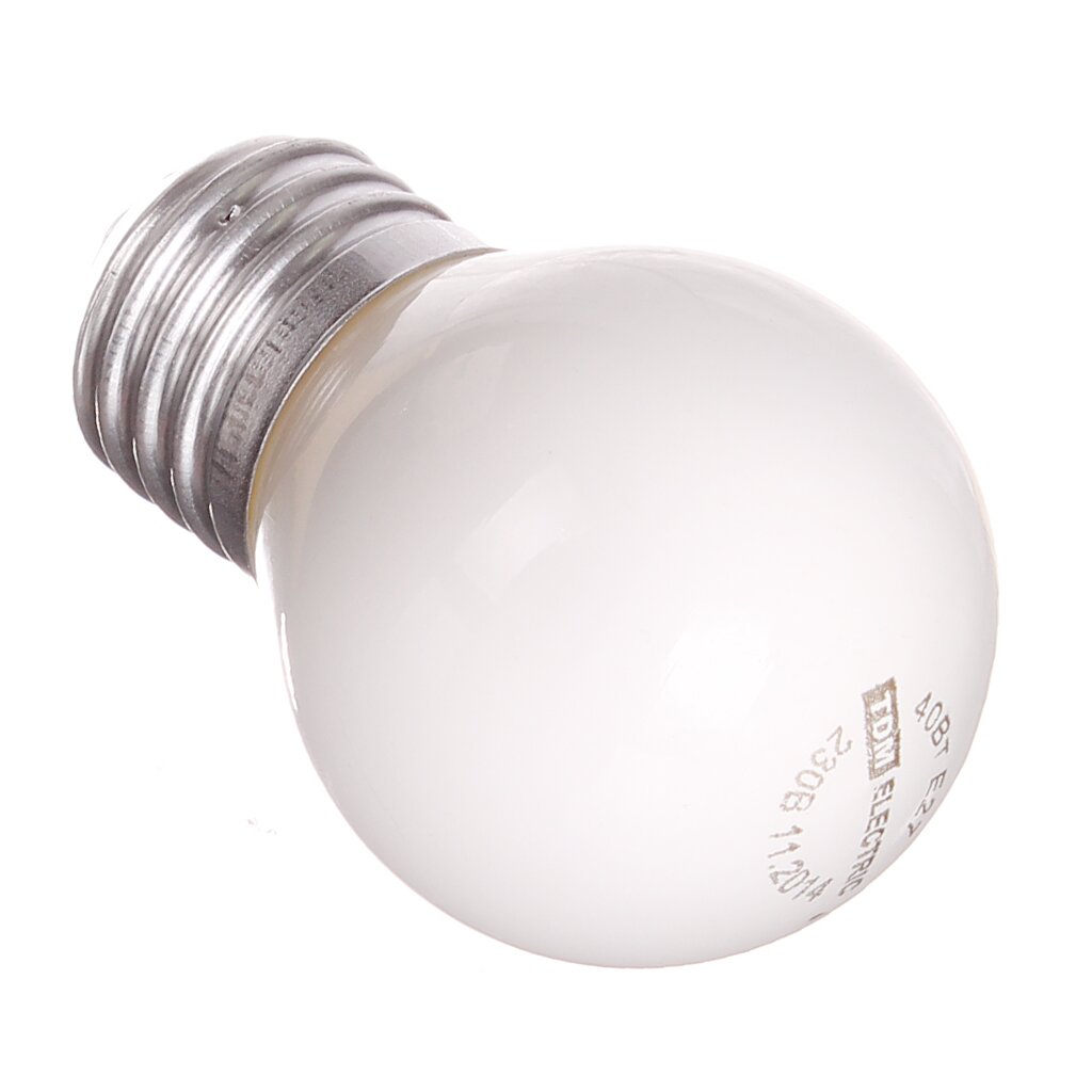 Лампа накаливания E27, 40 Вт, шар, матовая, TDM Electric, SQ0332-0006