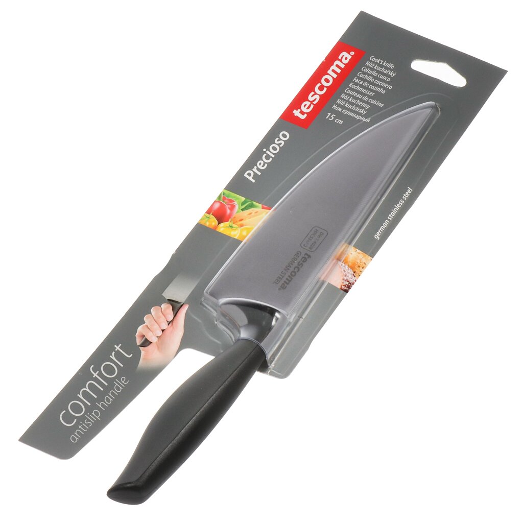 Нож кухонный Tescoma, Precioso, поварской, нержавеющая сталь, 15 см, 881228 клипса для пакетов сумок tescoma