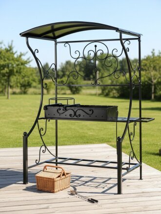 Мангал 2100х1125х1000 мм, 3 мм, разборный, с крышей, 20020099, Классика