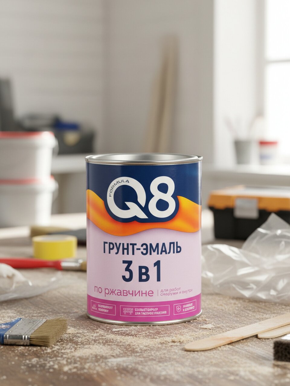 Грунт-эмаль Formula Q8, по ржавчине, алкидная, оранжевая, 0.9 кг