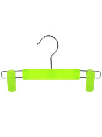 Вешалка-плечики для брюк, 25х1.5 см, пластик, металл, с зажимами, салатовая, 302G-B