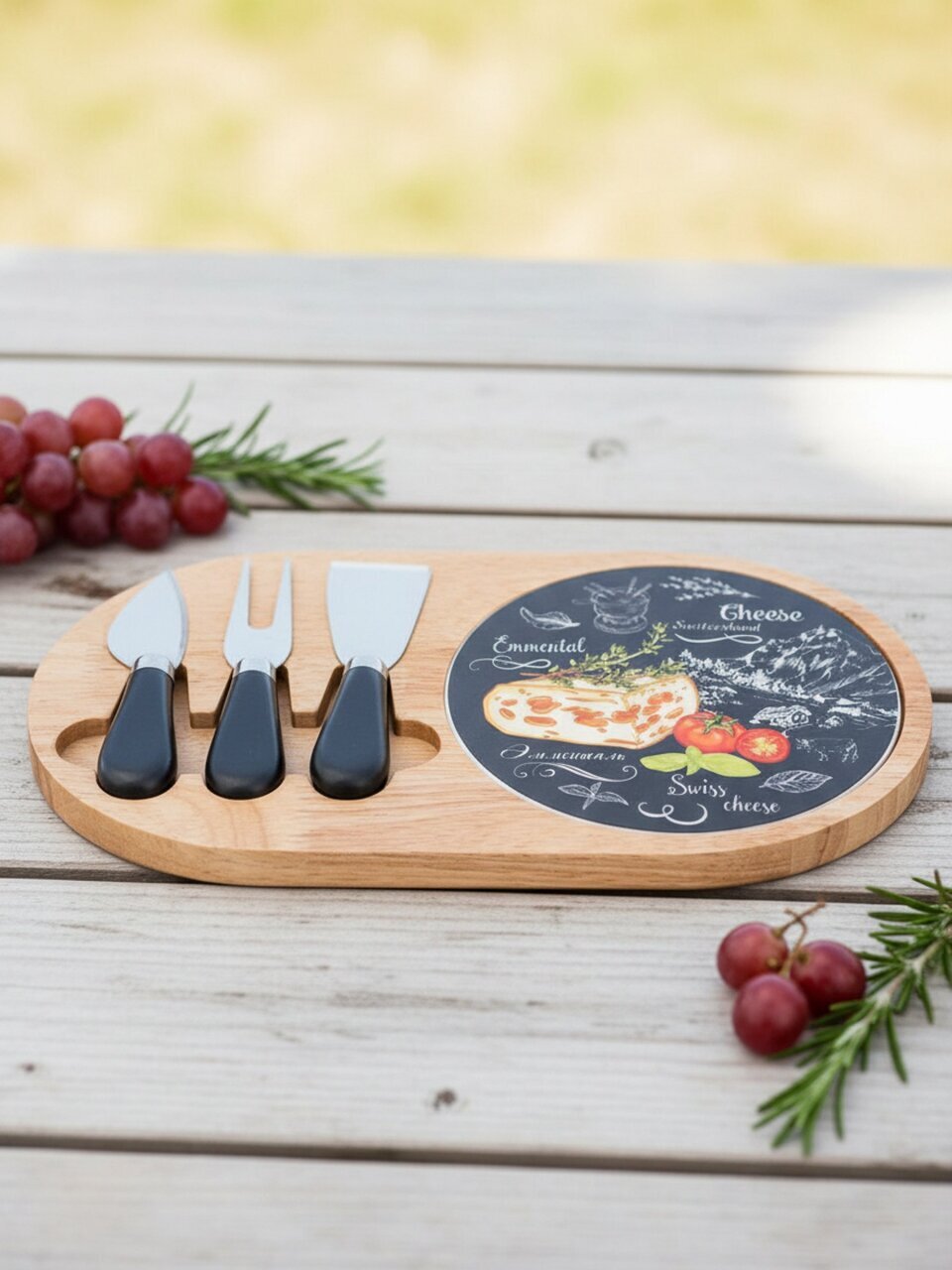 Набор для сыра, фарфор, 30х17х2.5 см, 4 предмета, бамбук, Lefard, Секретные ингредиенты, черный, 263-1185