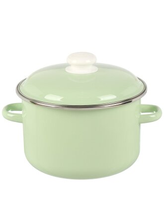Кастрюля эмалированная сталь, 4 л, крышка сталь, цилиндрическая, Сибирские товары, 9MD201P, салатовая, индукция