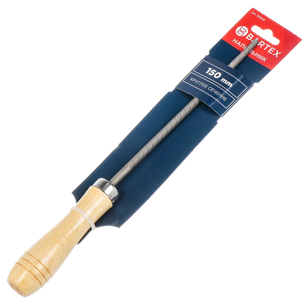 Напильник круглый, 150 мм, №2, деревянная ручка, Bartex, 12008 напильник круглый 250 мм 2 деревянная ручка bartex 12010