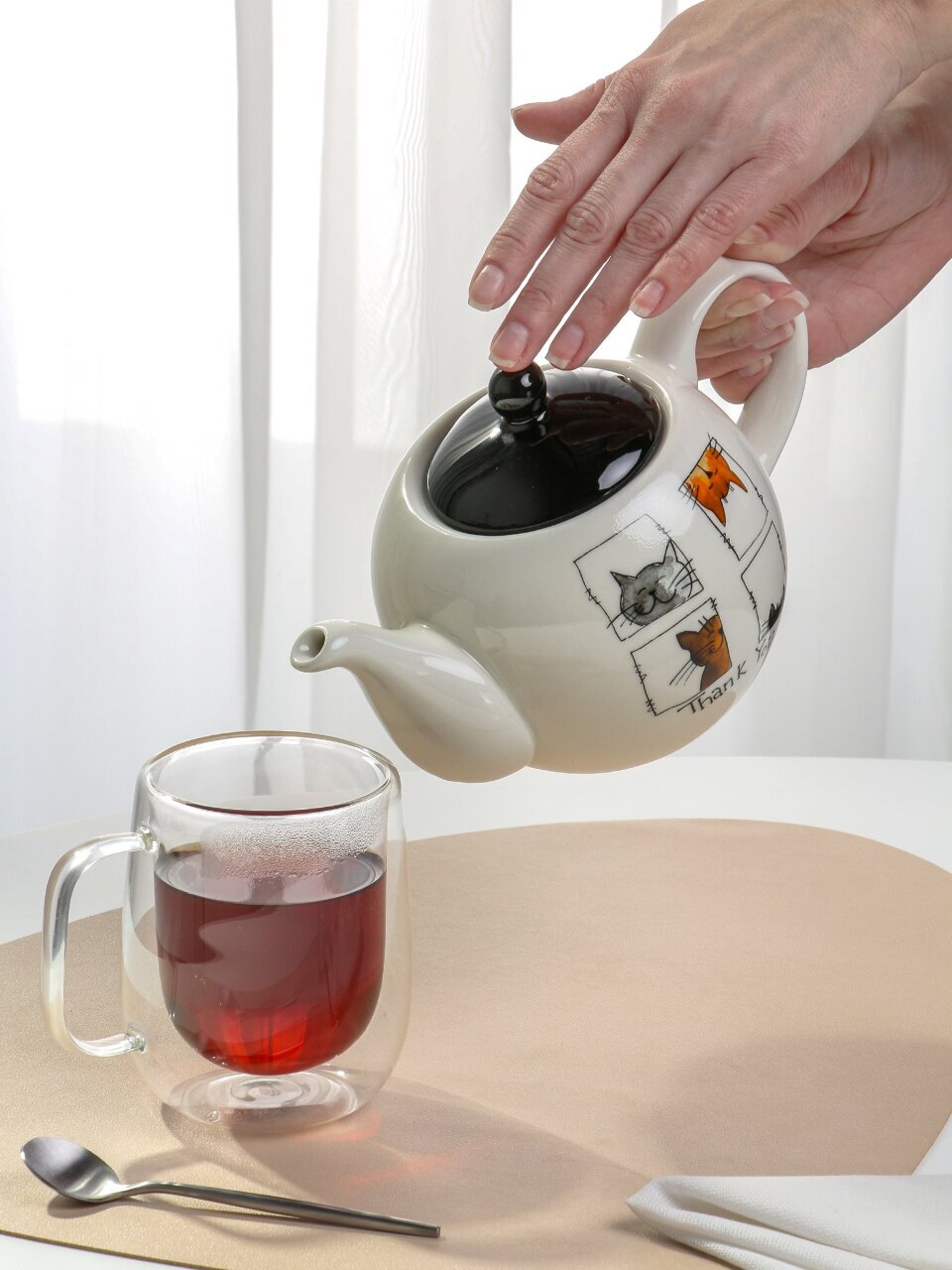 Чайник заварочный доломит, 0.95 л, Daniks, Cats