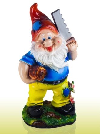 Фигурка садовая Гном с пилой, гипс, 227
