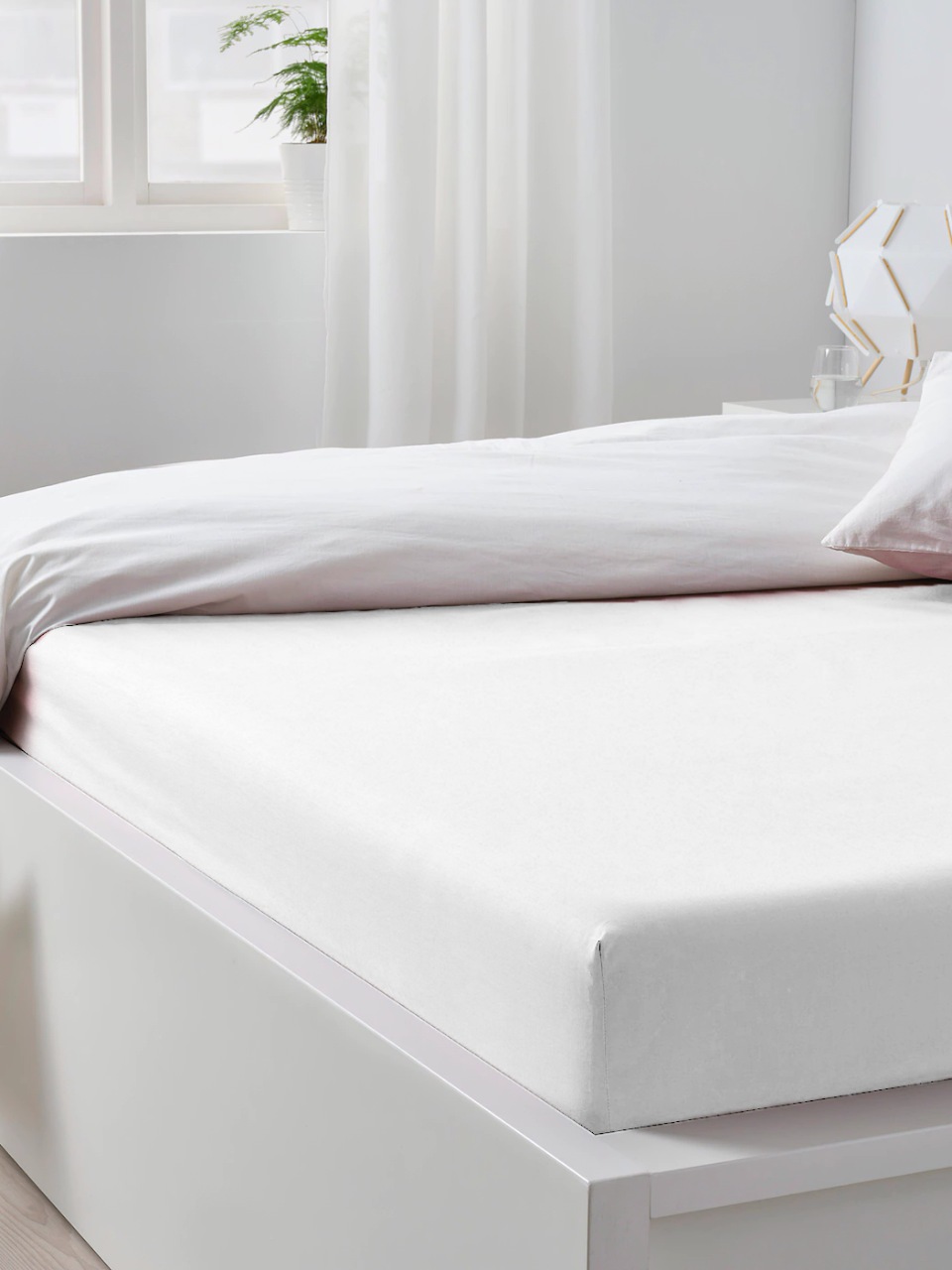 Простыня евро, 200х200х20 см, 100% хлопок, трикотаж, белая, на резинке, Silvano